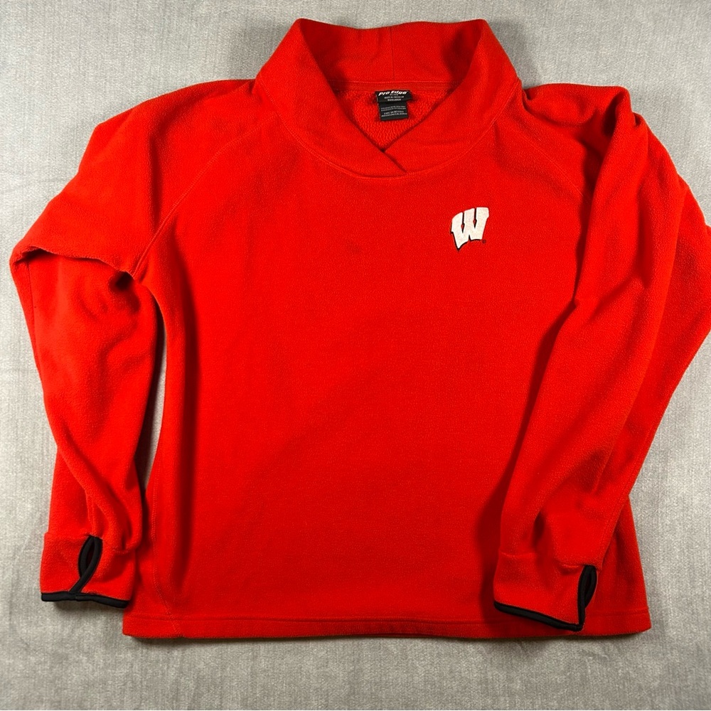NCAA Wisconsin Badgers Pro Edge Red Fleece Quarter-Zip Pullover Size XL
